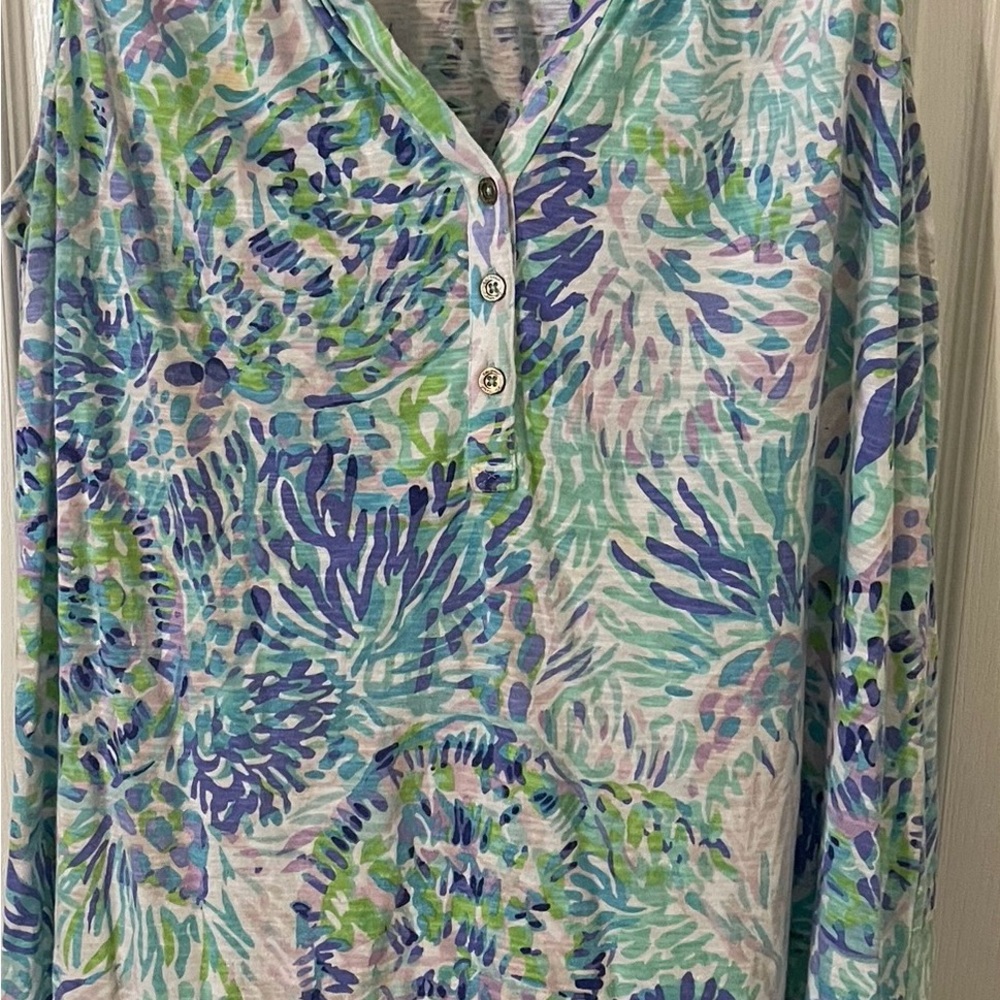 Lilly Pulitzer Blue and Green Button-Down Shirt